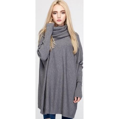 New Autumn Winter Knitted Turtleneck Sweater Women Warm Flare Sleeve Pullover Long Loose Sweater Pull Femme hiver Tops Plus Size