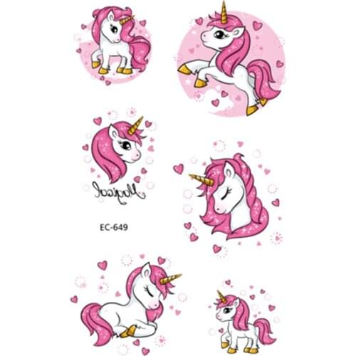 7.5x12cm Unicorn 1 Sheet Temporary Tattoos Sticker Colorful Fake Tatoo Flash Waterproof Small Body Art Couple Child Designs