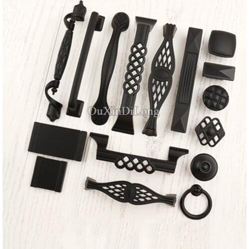 Retro 10PCS Black European Kitchen Furniture Handles Classic Cupboard Dresser Drawer Cabinet Kitchen Pulls Handles & Knobs