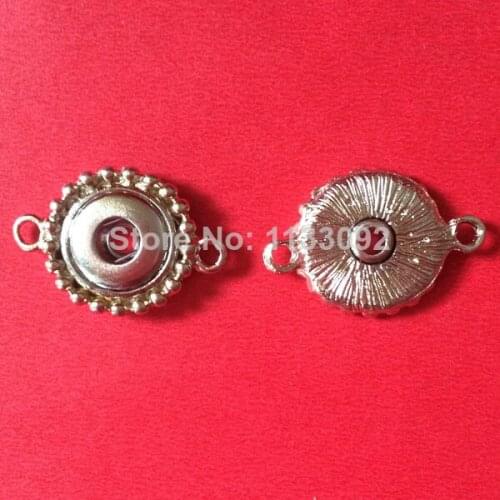 20pcs/lot Diy OEM, ODM Metal 12mm Snap Button Charm With Round Beads Two holders For Making snap Button Bracelet Jewelry