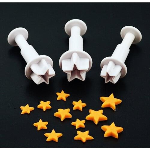 3Pcs/Sets Mini Star Fondant Cake Decorating Plunger Biscuit Cookies Cuter DIY Mold Christmas Cake Decorating Tools