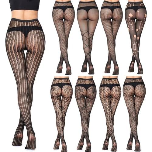 3 Pack Womens Black Patterned Fishnet Tights Sexy Sheer Lace Floral Mesh Stockings Elastic High Waist Pantyhose Gothic Vintage