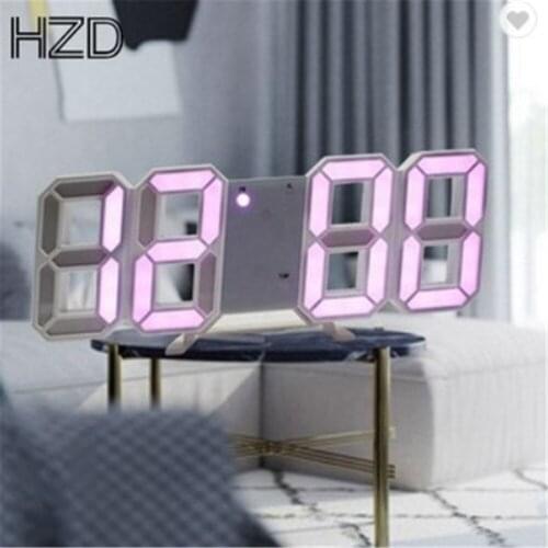 3D LED Digital Wall Clock Tabletop Alarm Clocks Bedroom Nightlight Luminous Electronic Hanging Horologe Living Room Home Decor