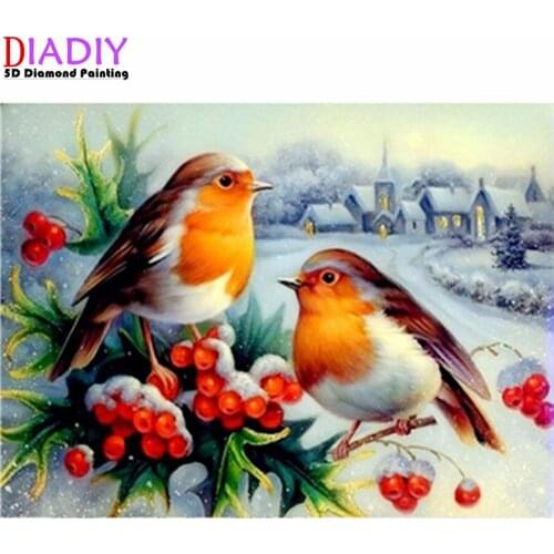 Diamond painting cross stitch kit square diamond snowy bird DIY handmade gift mosaic embroidery home decoration