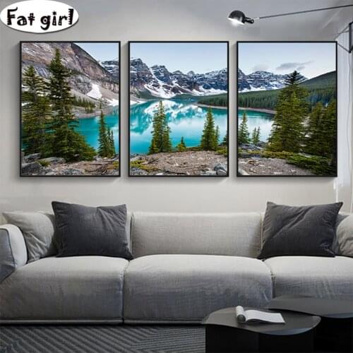 Lake Forest Stone Mountain diamond painting Landscape Picture Poster Scenery Nature Canvas mosaic embroidery cross stitch kits