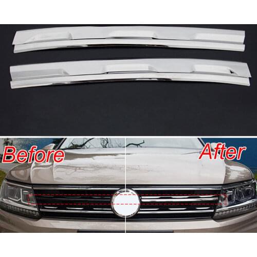 Car Styling Mesh Grill Grille Cover Trim Chrome Decoration Molding For Volkswagen VW Tiguan Mk2 2016 2017 2018 Car Accessories
