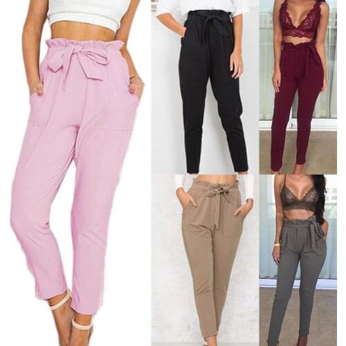 Casual Women Pants Solid Color High Waist Skinny Pants Slim Cropped Pencil Trousers High Quality Elastic Fashion Daily Pants