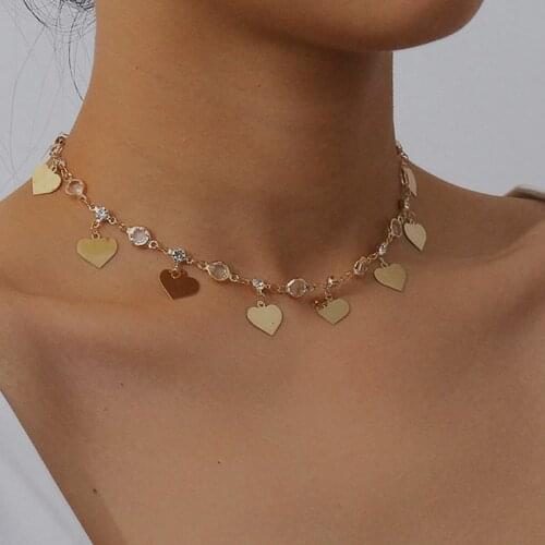 Meetvii Gold Color Heart Butterfly Women Pendant Chokers Fashion Female Splicing CZ Crystal Beads Choker Necklaces Party Jewelry