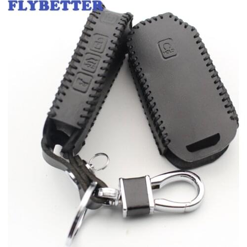 FLYBETTER Genuine Leather 5Button Keyless Entry Smart Key Case Cover For Kia Carnival/KA4/K7 L589