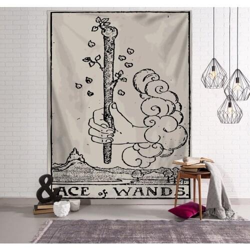Tarot Card Style Printed Decorative Tapestry Household Wall Hanging Blanket with Single-Sided Patterns