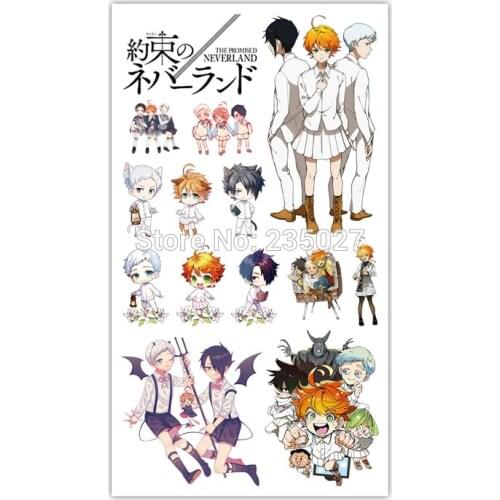 30 sheets/lot The Promised Neverland Tattoo Stickers Children Tattoos Paper For Kids Body Gift