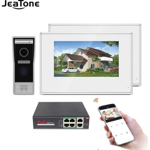 Jeatone 7-inch Villa WIFI IP Video Door Phone Intercom System White Color Touch Screen Monitor and HD Camera with Tuya Smart APP