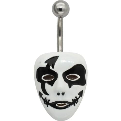 JHJT Belly Button Ring 316L Surgical Stainless Steel Black And White Peking Opera Facial Make up Navel Piercing Belly Ring