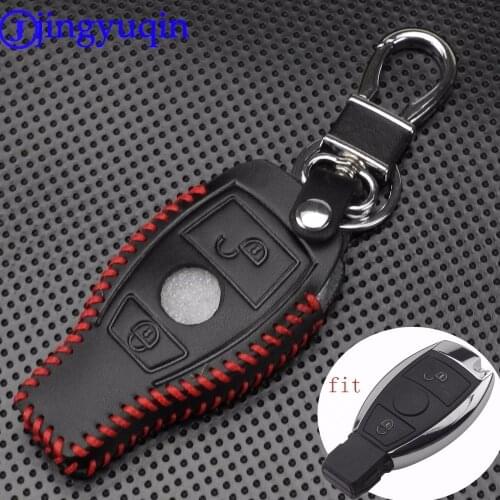 Jingyuqin Fashion leather cover car key case Fit for mercedes benz Cla A180 A200 A260 A AMG Classe 2 buttons keychain keyring