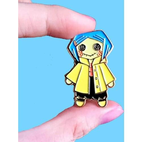 Coraline Pins Book Secret Door Badge Spooky Girl Button Eyes Doll Brooch Halloween Horror Cartoon Animation Jewelry Accessories