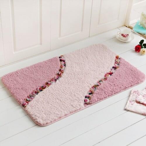 Rural Style Rose Embossed Floor Mat Indoor Home Entrance Cushion Bedroom Door Mat Bathroom Absorbent Floor Mat