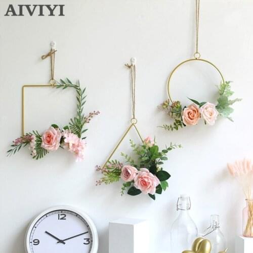 Creative Simulation Flower Simulation Leaf Metal Pendant Nordic Room Restaurant Bedroom Living Room Wall Decoration Wall Pendant
