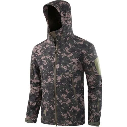 Men Winter Fleece Liner Waterproof Jacket Outdoor Sport Camping Skiing Warm Tactical Military Camo Hooded Windproof Tops Coat