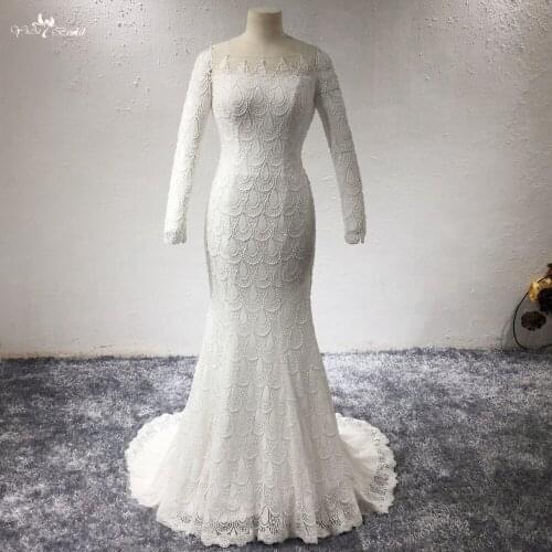 LZ292 New Design Raindrop Shape Heavy Beaded Wedding Dress Long Backless Pearls Mermaid Dress Vestido De Noiva