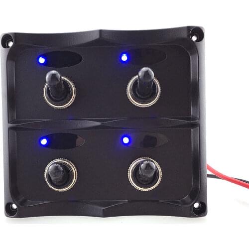 Marine Electric 4 Gang Blue LED ON-OFF Toggle Switch Panel for Boat Rvs