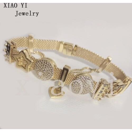 XIAOYI 2020 New Yellow star heart studded circle crown circle safety chain version bracelet wedding party female