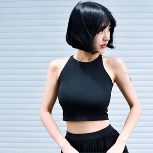 Solid Color Anti Sweat Fitness Top Sport Bra Sleeveless Cropped Tops Fitness Running Top Short Vest Camisole Women Yoga Top