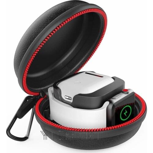 For Apple Watch Series SE 6 5 4 3 2 Portable Charger Holder Dock Case Travel Hard Protective Airpods Bag Pouch Cover Zipper Box