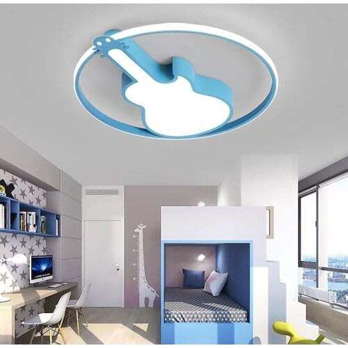 Ceiling lamp personality design children bedroom lamp LED guitar light room ceiling lamp boy girl pink blue creative lampLB32611