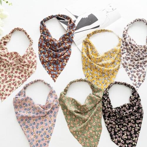 Floral Print Hair Scarf Scrunchies Sweet Triangle Bandanas Hairband Headband Women Elastic Hair Bands Headwrap Hair Accesories