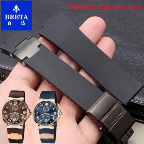 BRETA 25*12mm Waterproof Silicone Rubber stap Black Brown Blue Watch Band for Ulysse Nardin Marine Diver Watchbands