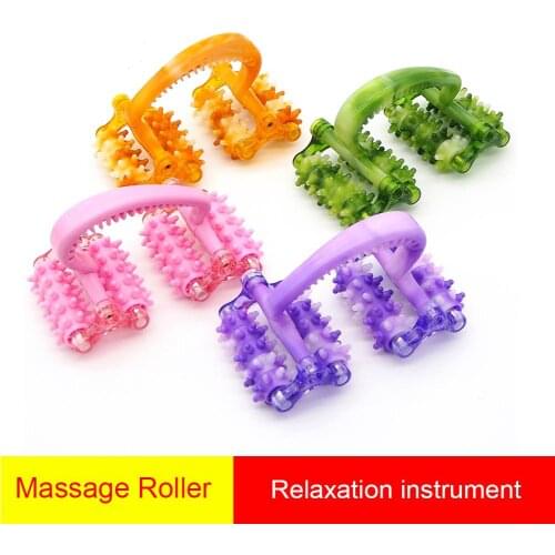 Muscle Roller Plastic 4 Wheels Muscle Massage Roller Manual Deep Tissue Massage Roller for Muscle Soreness Back Recovery
