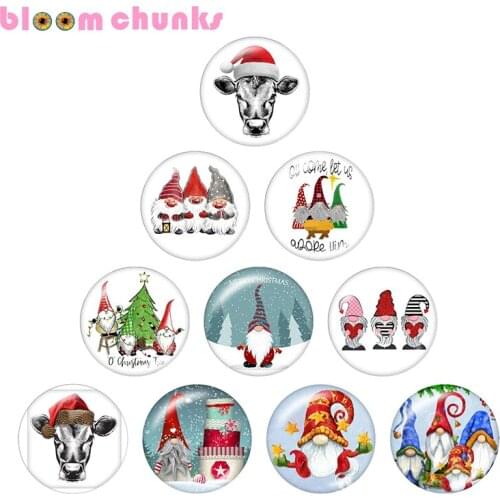 Christmas 12mm/18mm/20mm/25mm Round glass cabochon flat back Making snap button B7284