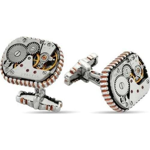 Silver Special Design Clock Mechanismed Cufflink