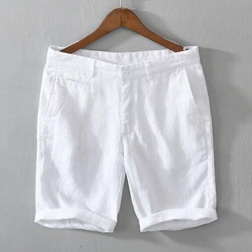 L8216 Summer Linen Cargo Shorts Beach Vacation Loose Breathable Casual Simple Pocket Zipper Fly Solid Color Straight Clothing