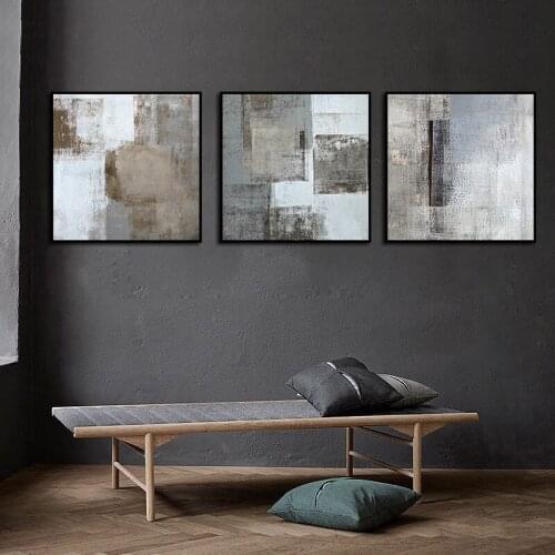 Nordic Minimalist Geometric Grey Black Canvas Painting Poster And Prints Wall Picture For Home Living Room Sofa Decoration