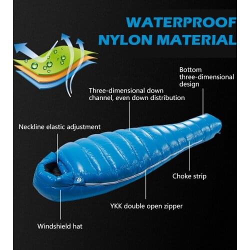 AEGISMAX 2021 New D Sleeping bag 90% White Duck Down Mummy Camping Sleeping Bag Winter Ultralight Design Camping Splicing