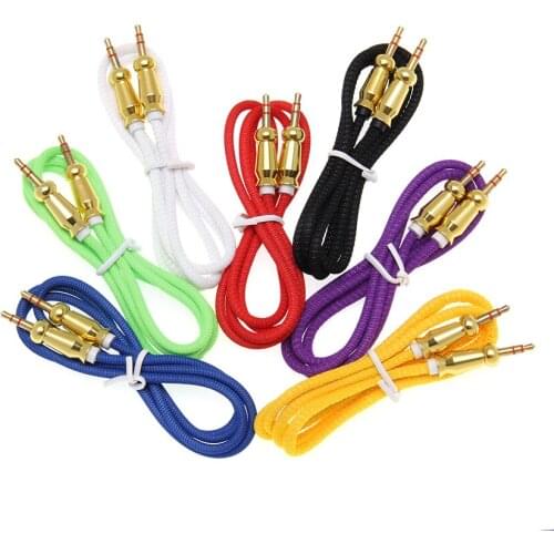 AUX Gourd Style Textile Durable 3.5mm Male To Male Audio Cable Plug Audio Cable for Mp3 Speaker Palyer 500pcs/lot