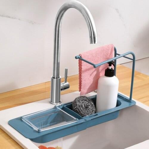 Telescopic Sink Rack Faucet Holder Soap Sponge Filter Storage Drying Shelf Basket Kitchen Sinks Organizer Kitchen Gadgets