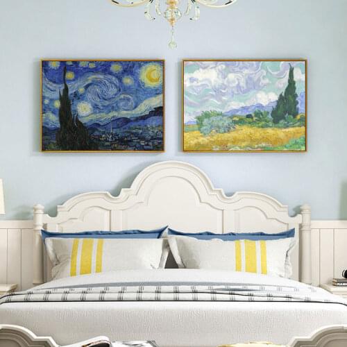 Van Gogh Starry Night Abstract Landscape Canvas Poster Famous Classic Wall Art Print Decorative Picture Modern Living Room Décor