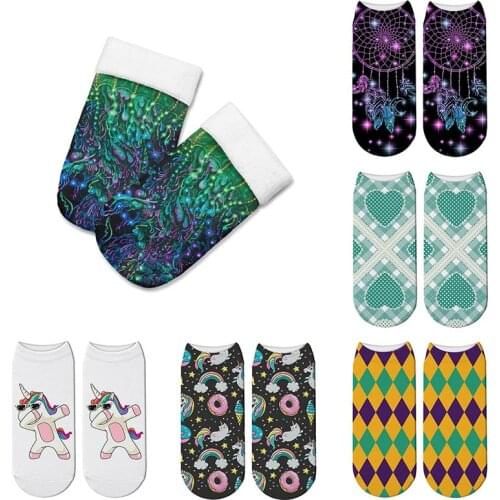 Women Cotton Unicorn Socks Cartoon Animals Popular Funny Harajuku Cute Novelty Socks Printed Art Happy High Quality Socks
