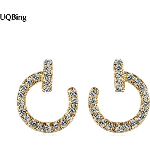 Elegant Circle Round 925 Sterling Silver Crystal Wedding Stud Earring For Women Jewelry Gifts