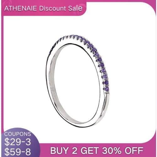 ATHENAIE 925 Sterling Silver Stackable Rings Classic Purple CZ Wedding Female Ring for Women Gift