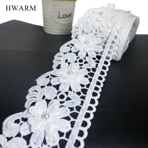 10yard 3d Lace Trim For Crafts Sewing Accessories Fabric Underwear With Beads Water Soluble Milk Bar Code Curtain Skirt Womens