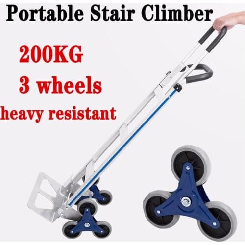 200kg 3 wheels Stair Climbing Hand trolley Stair Climber Portable Climbing Cart Hand Trolley Climb Cart Flat Truck