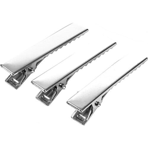 50pcs 40mm Metal Prong Alligator Clips Pinch with Teeth Hair Bows Silver