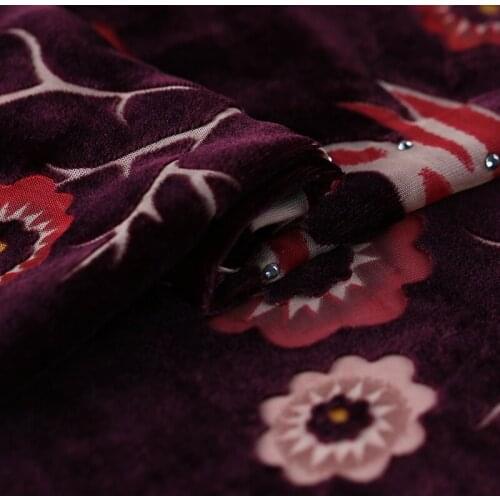 8mm hollow burnout velvet fabric high-end silk velvet fabric cheongsam dress silk fabric wholesale silk cloth 114 cm