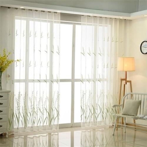 White Embroidered Tulle Curtains For Bedroom Living Room Plante Sheer Window Drapes For Kitchen Decoration