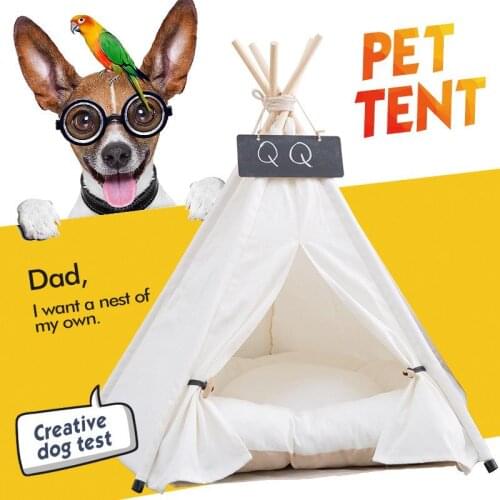 Pet Tent House Cat Bed Portable Teepee With Thick Cushion And 6 Colors Available For Dog Puppy Excursion Outdoor Indoor