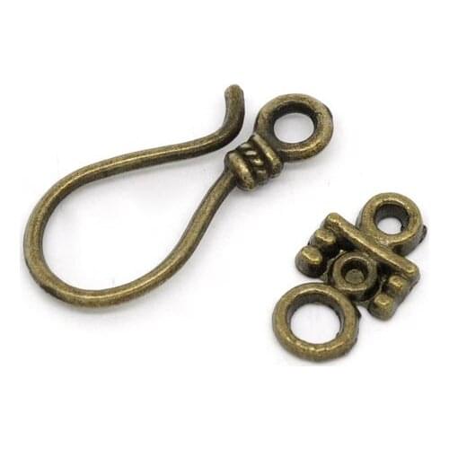 DoreenBeads Antique Bronze Hook Toggle Clasps Findings 23x10mm 14x8mm,sold per pack of 50 sets
