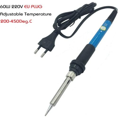 EU Plug 220V 60W Electrical Soldering Iron Hand Welding Tool Adjustable Temperature Soldering Gun 200-450 Deg.C